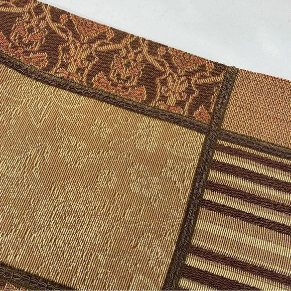 Chriss Madden Table Runner Brocade Braided Tassel Fringe Green Brown 13 X 58" - Picture 3 of 12